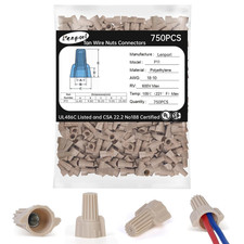 750PCS Tan Wire Nuts Connectors P11 Twist Wire Caps Electrical Wire Connectors,