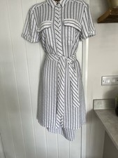 Karen Millen Stripe Belted Shirt Dress UK 10