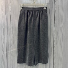 Vintage Wool Gray Pencil Skirt Front Slit Classic 1960s USA Size 6
