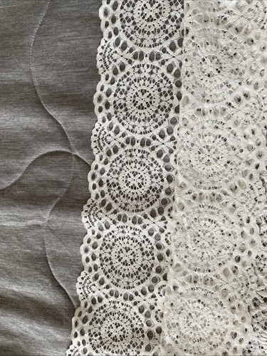 MARKS & SPENCER Size 24 Floral Lace scalloped Overlay Top Ivory White ShortSleev - Picture 10 of 11