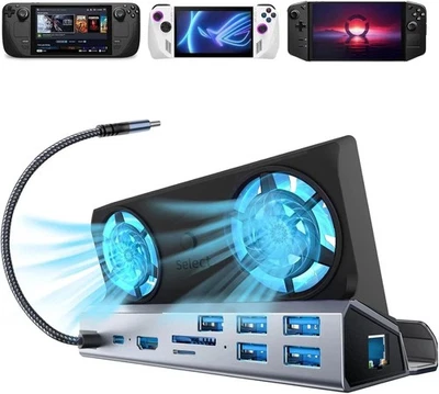 THEPERFECTONE_888 13-In-1 Docking Station For Steam Deck OLED & ROG Ally X& Legion Go Dual Cooling