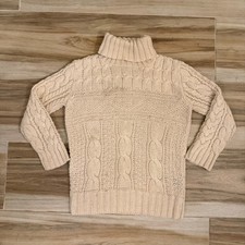 Vintage Ralph Lauren Hand Knit Cable Sweater Womens S Italian Yarn Cotton Linen