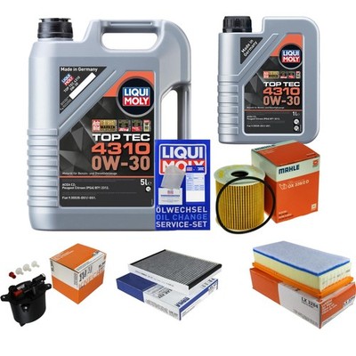 MAHLE Inspektionspaket 6L Liqui Moly Top Tec 4310 0W-30 für Citroën C5 III