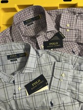 Polo Ralph Lauren Classic Fit Lot Of 2 XL Plaid Dress Shirts Blue Purple