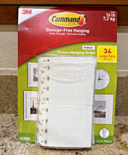 3M Command Picture Hanging Strips 34 Pairs 68 Large Strips Hold 16 lbs Open box 0.29 per strip
