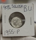 1955 US Roosevelt Silver Dime 10c Nice Unc. (Toned Reverse)
