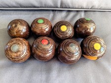 Vintage Wooden Carpet Bowls / Table Bowls Set (8 Balls) LIGNUM VITAE