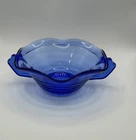 Rare Hazel Atlas Cobalt Blue Depression Glass Moderntone Ruffled Nut Dish