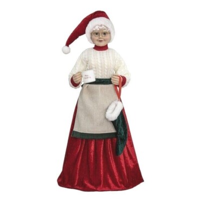 Holiday Living 28  Animated Musical Mrs. Claus with Mug and Stocking Christmas