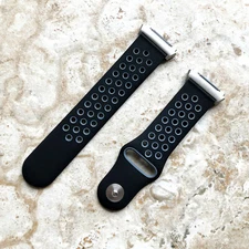 Black with Gray Smooth Rubber Silicone Sports Band Strap for Fitbit Ionic