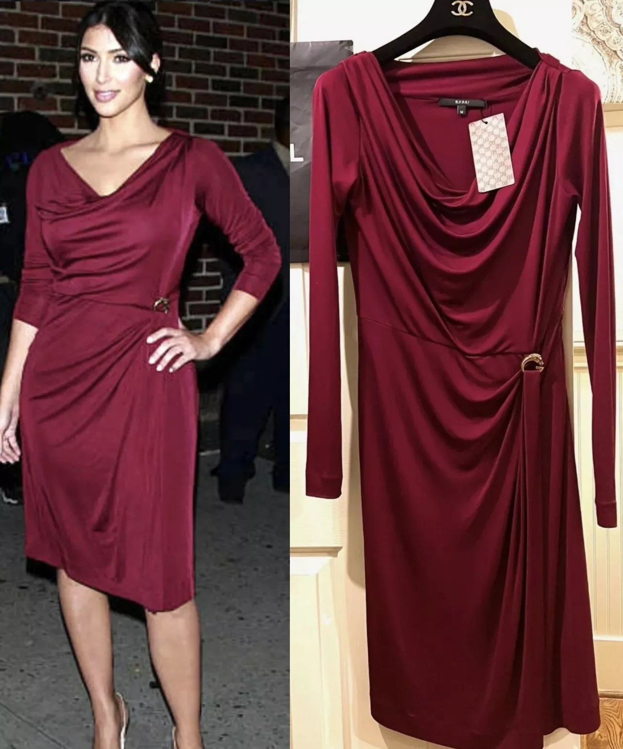 Robe neuve Gucci vintage 2008 rouge logo boucle ceinture 42 44 46 6 8 10 robe L M