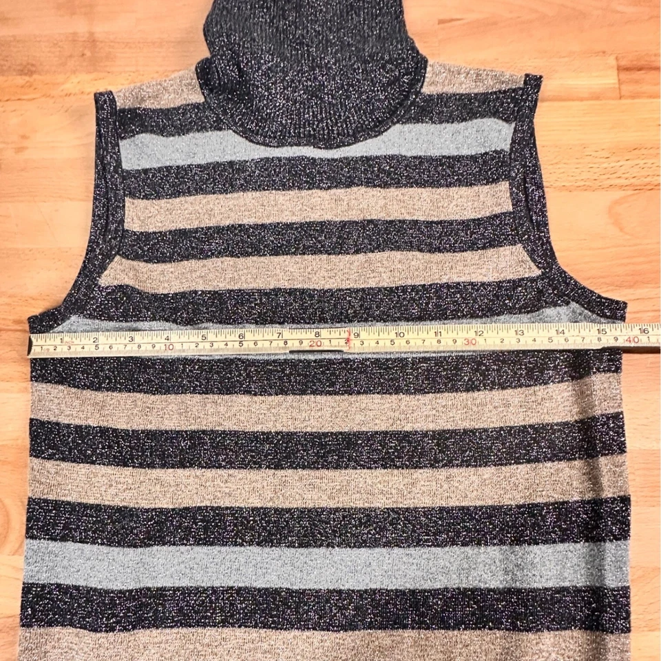 Cable & Gauge Metálico Negro Sin Mangas Cuello Alto Mezcla Algodón Tejido Talla S Foto 2 de 4