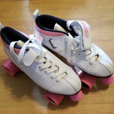 Chicago Bullet Ladies Speed Quad White Pink Roller Skates Size 10