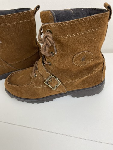 Ralph Lauren Polo Country Ranger Botas Marrón Gamuza Cuero De Colección Niños Talla 7 - Imagen 9 de 10