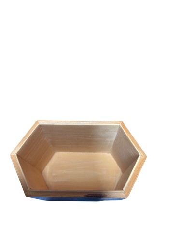 Scatola portaoggetti vintage asiatica in legno esagonale floreale mauchline con coperchio tè - Foto 5 di 5