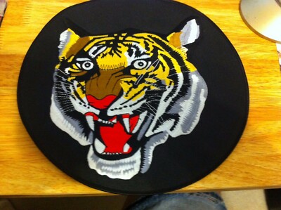 10 X 10 Patch of a Tiger,  Gold., Red, White, Black Yellow, Grey-