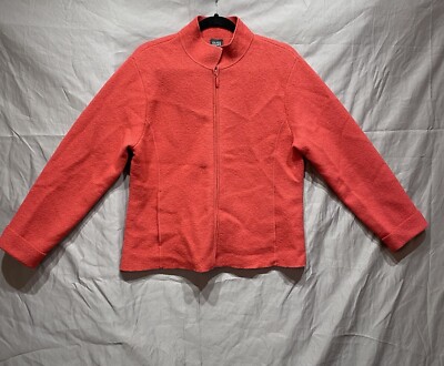 EILEEN FISHER Boiled Wool Jacket Sz S Zip Mock Neck Red Felted Pockets. VTG HK