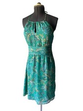 Ann Taylor Loft Size 10 Dress Chiffon Floral Green Haler Women’s Dress