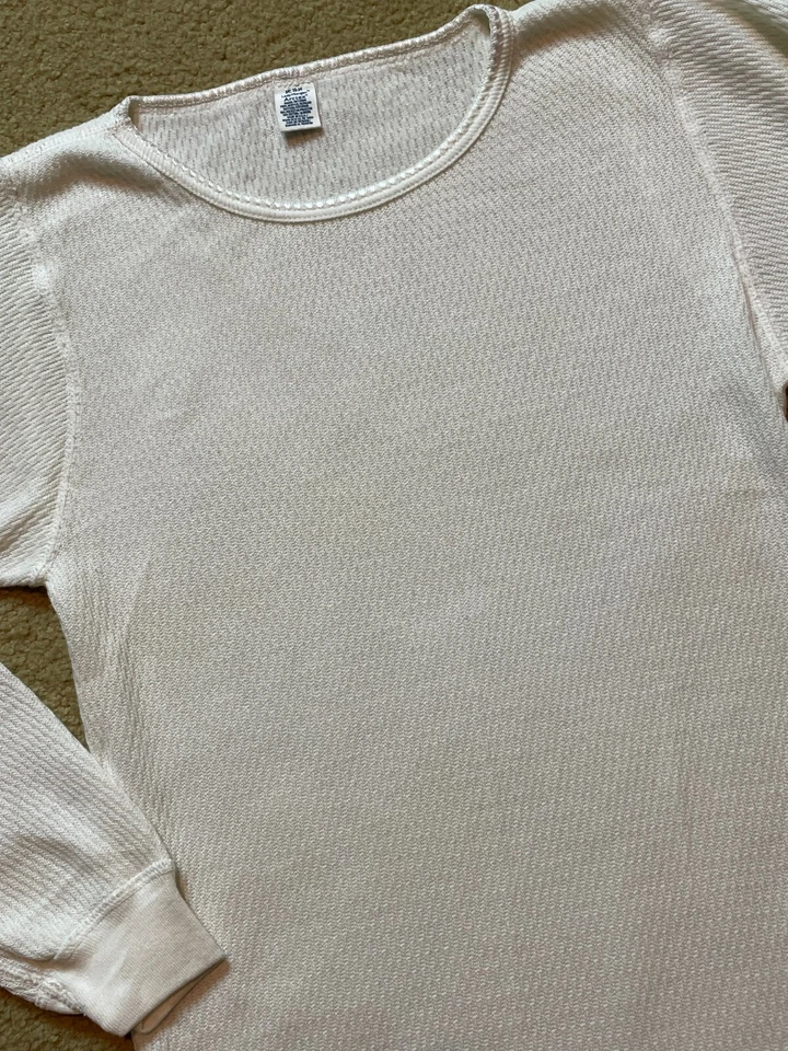 Camisa De Colección Años 90 Dama Morgan Arctex Capa Base Térmica Marfil Hecha en EE. UU. S Foto 3 de 4