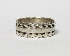 Vintage Sterling Silver Floral Eternity Band Ring Size 5 3/4