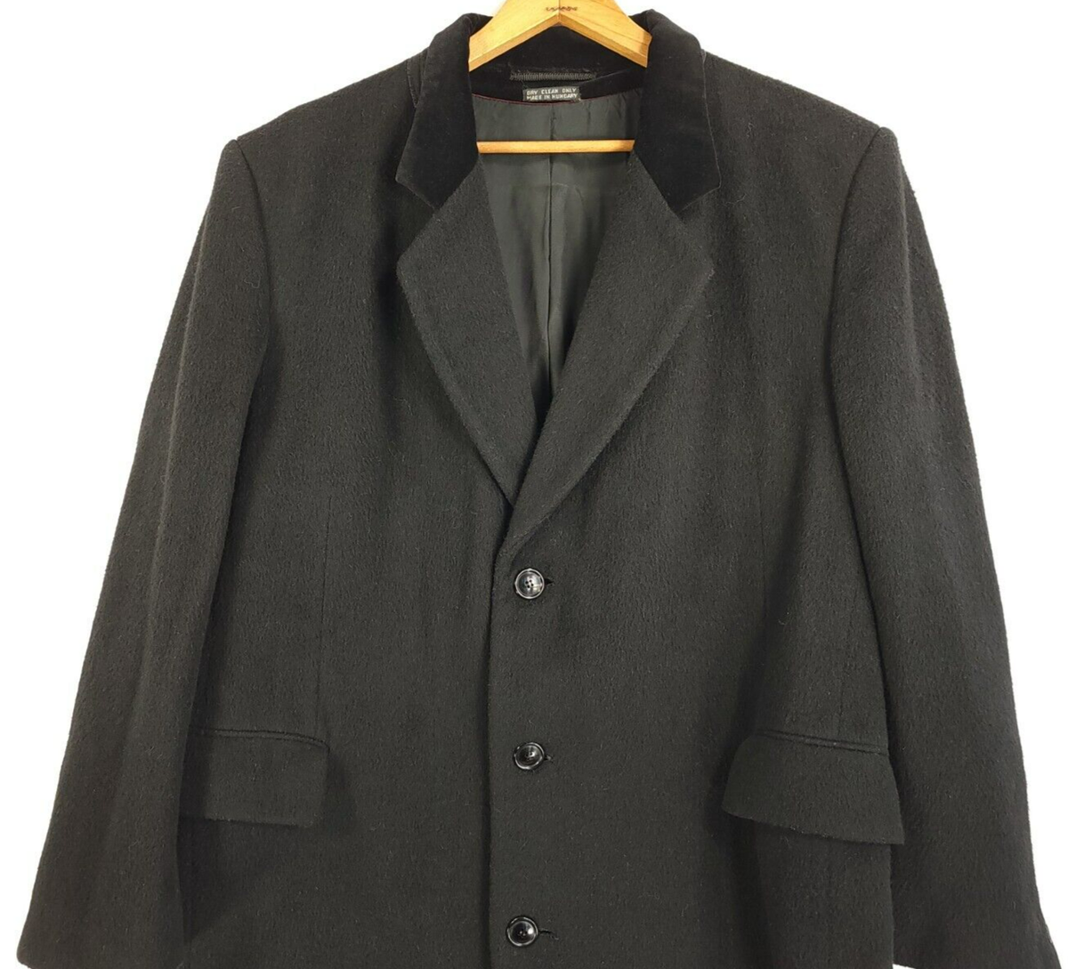 Vintage Teller Cashmere Overcoat Jacket Coat Men's 46? Black 3