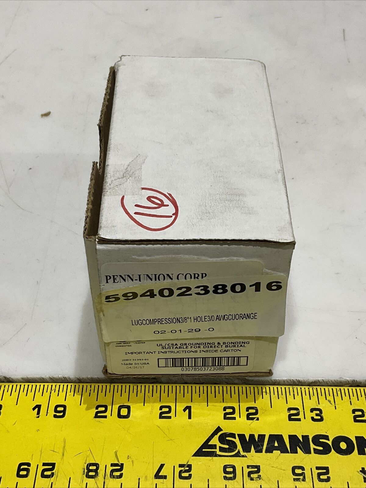 PENN-UNION CORP BLU-3/0 B-14 LUG COMPRESSION 3/8” 1 HOLE ORANGE LOT OF 16 373