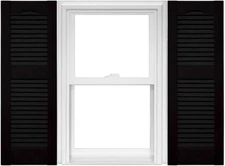 Open Louver Vinyl Shutters (1 Pair) - 14.5 X 48 002 Black