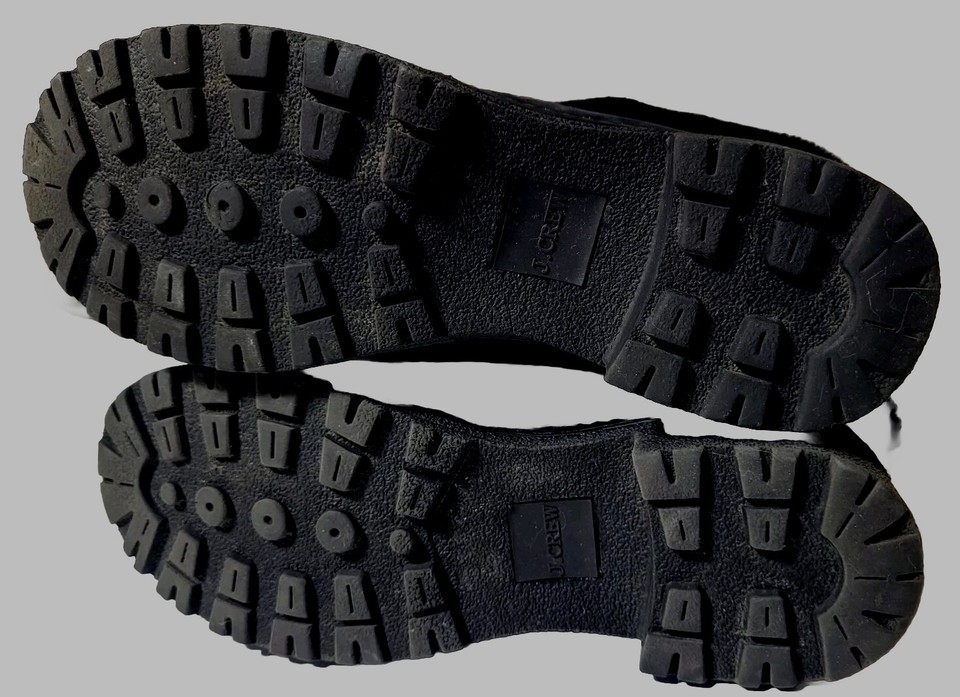 248 J Crew Nordic Black Leather Shearling Hiking Boots 7 Gorpcore