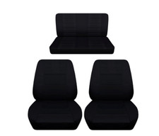 Black Seat Covers Fits 1974 Jeep Cj5 Front Low Back And Solid Rear Bench