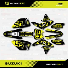 Blk Yellow White Rise Racing Graphic Kit fit 08-17 Suzuki RMZ450 Sticker RMZ 450