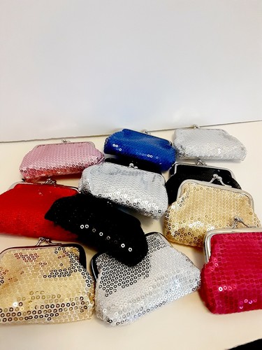 Coin Purses Sequin Mini Wallets Bag Pouches Colorful 12 Pieces Part Favors New - Picture 3 of 6