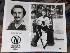 1980-81 NHL HOCKEY PHOTO GARY EDWARDS MINNESOTA NOTTH STARS GOALIE MASK AHL OHA