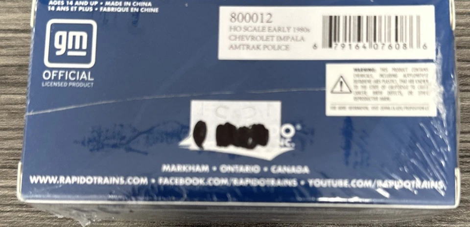 Trenes Rapido escala HO #800012 principios de 1980 Chevy Impala Amtrak policía nuevo en caja Foto 2 de 4