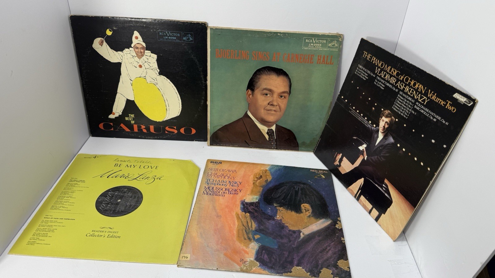 Lot of 5 Classical Vinyl LPs – Caruso, Bjoerling, Ashkenazy, Lanza, Ozawa