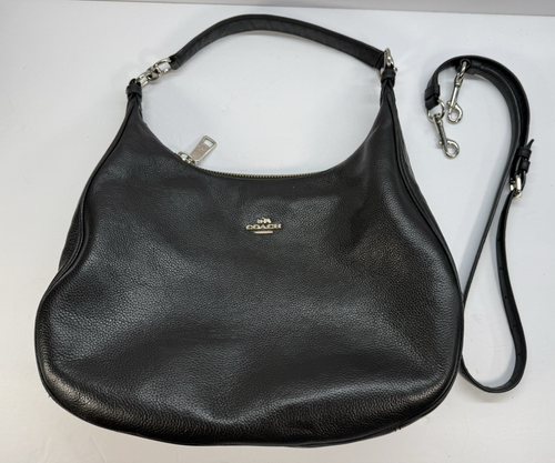 Coach F38259 Black Pebbled Leather Harley Hobo Shoulder Crossbody Bag coach-f38259-black-pebbled-leather-harley-hobo-shoulder-crossbody-bag