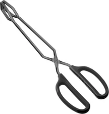 Versatile 12-Inch Scissor Tongs in Black - Dishwasher Safe & Comfort Grip
