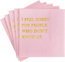 50 Pack Funny Quotes Cocktail Napkins - Humorous Party Disposable Paper Hand Nap