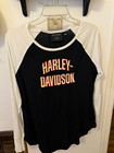 Harley-Davidson Black & White Raglan Long Sleeve T-Shirt, Women’s Size XL