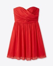 J. Crew Arabella Strapless Mini Dress Red Silk Chiffon Size 8