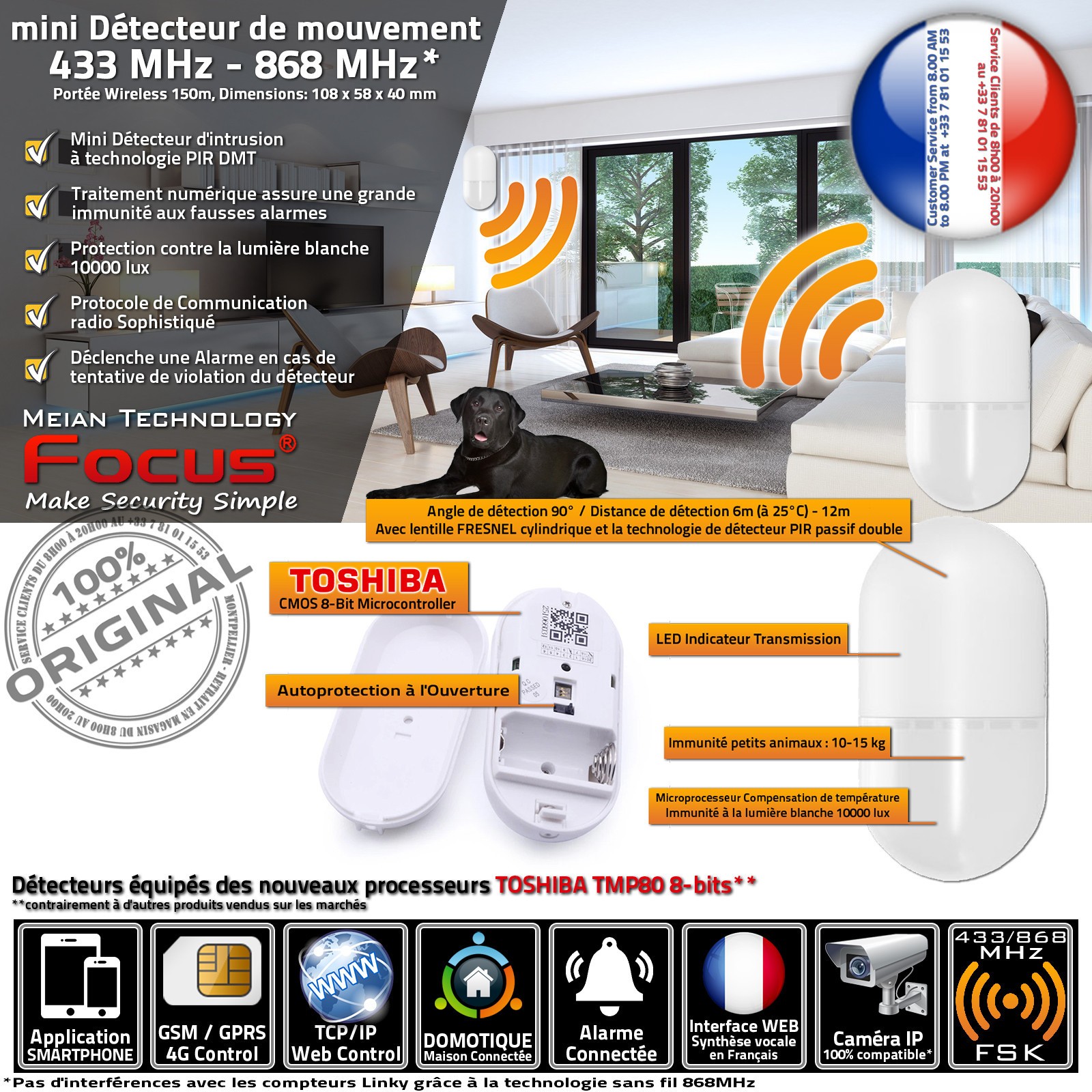 Mini PACK d'Alarme MA-IV avec sirène dissuasive et capteurs infrarouges autonomes