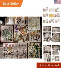 Large Dried Flower Stickers - 80PCS Waterproof Transparent Floral Decals for Jou