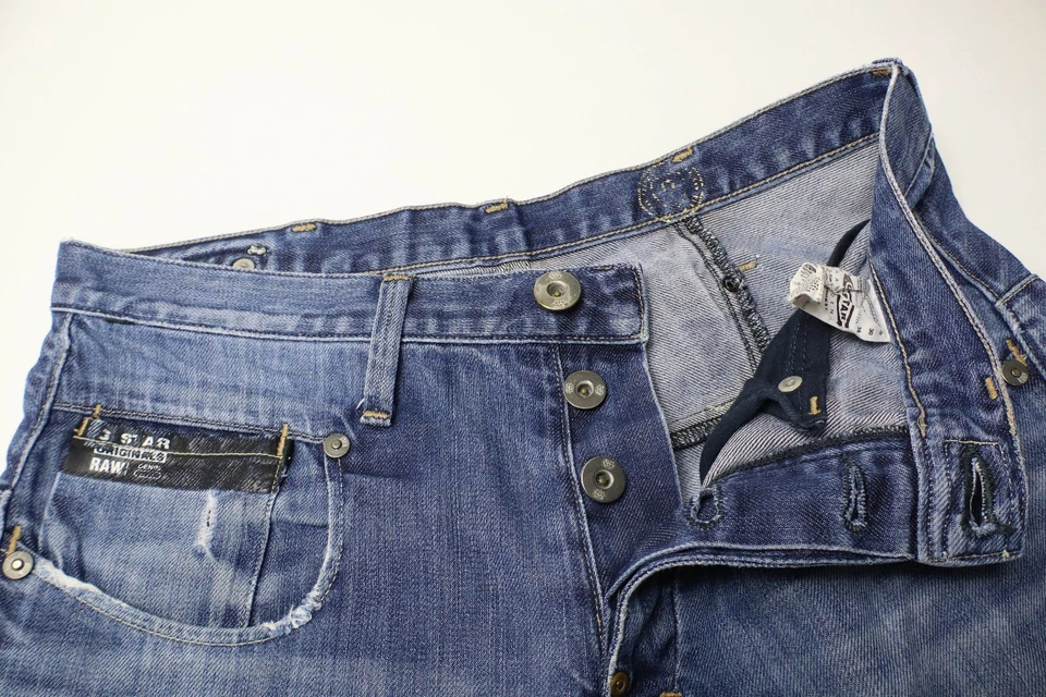 G-Star Blade Slim Herrenjeans W30/L36 Blau Denim Schnurrhaare Neu Knopf Fly - Bild 4 von 4