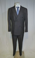 Ermenegildo Zegna Su Misura 14milmil14 Gray Plaid Double Breasted Suit 40R