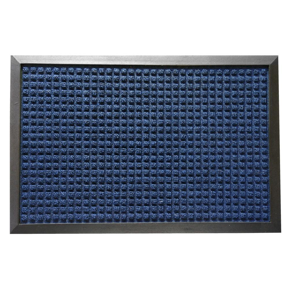 Rubber-Cal Nottingham Non-Slip Blue Carpet Mat 16x24 Inches with Rubber Backing