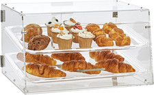 2-Tier Acrylic Bakery Display Case with Rear Door Removable Shelves