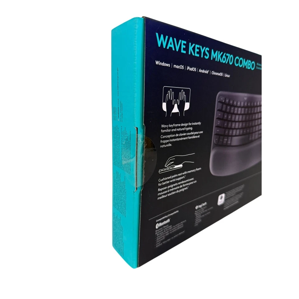 Logitech Wave Keys MK670 Combo Wireless Ergonomic Keyboard w/ Mouse New Sealed - Image 3 of 4