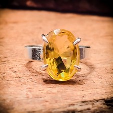 Yellow Citrine Gemstone 925 Sterling Silver Gemstone Jewelry Ring All Size"