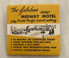 Vintage 1950s Matchbook~Unstruck~Midway Motel~Cleaveland, Ohio~Gay South Pacific