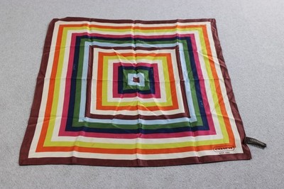Coach Silk Scarf Women One Size Bandana Multicolor Square Retro Rainbow Y2K READ