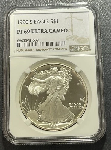 American Silver Eagle 1990S One Ounce Silver Coin: NGC PF 69 Ult Cam-BL9602853-3